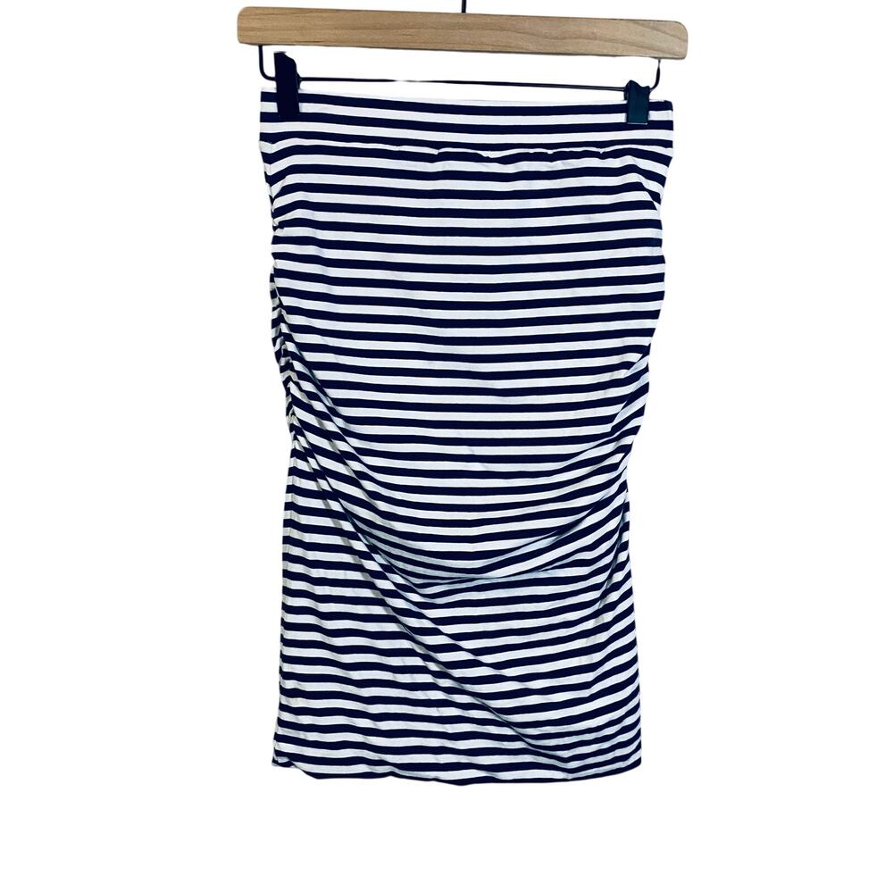 Boden Navy Blue & White Striped Ruched Straight Tube Skirt / Top Lined Sz 4